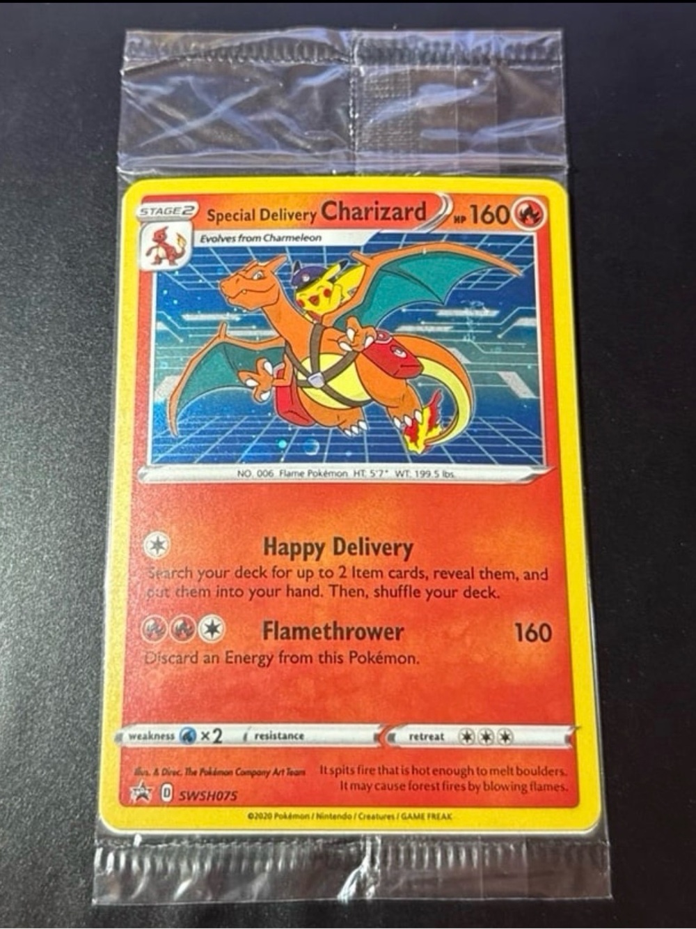 Special Delivery Charizard Sealed Promo SWSH075 Pokemon Center 2022 Scuffed Mark